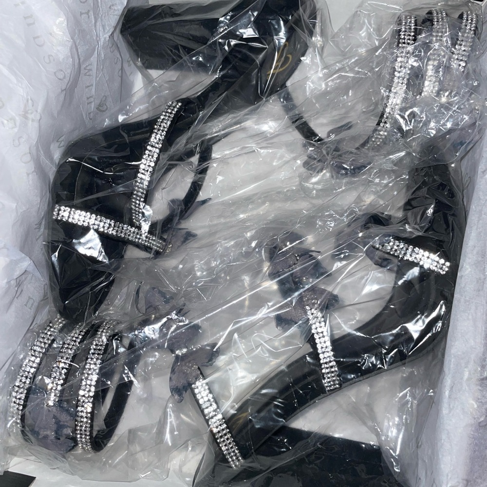 Windsor Black Heels with Silver Rhinestones